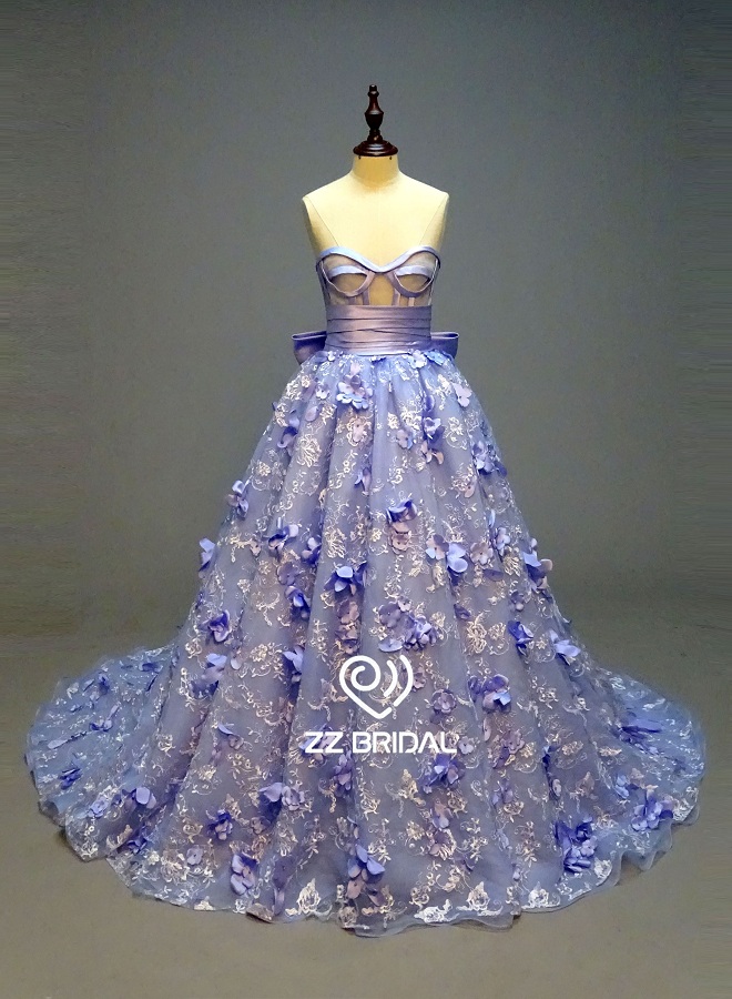 Koronki dla nowożeńców 2017 ZZ appliqued satyna bowknot syrenka długa suknia wieczorowa