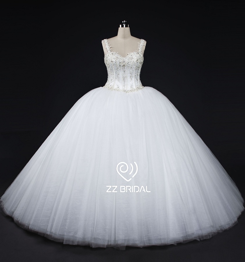 ZZ bridal 2017 spaghetti strap beaded ball gown wedding dress