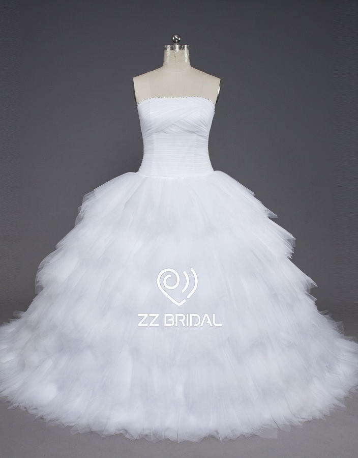 ZZ Bridal 2017 Straight Ausschnitt rufffled Ball Kleid Hochzeit Kleid