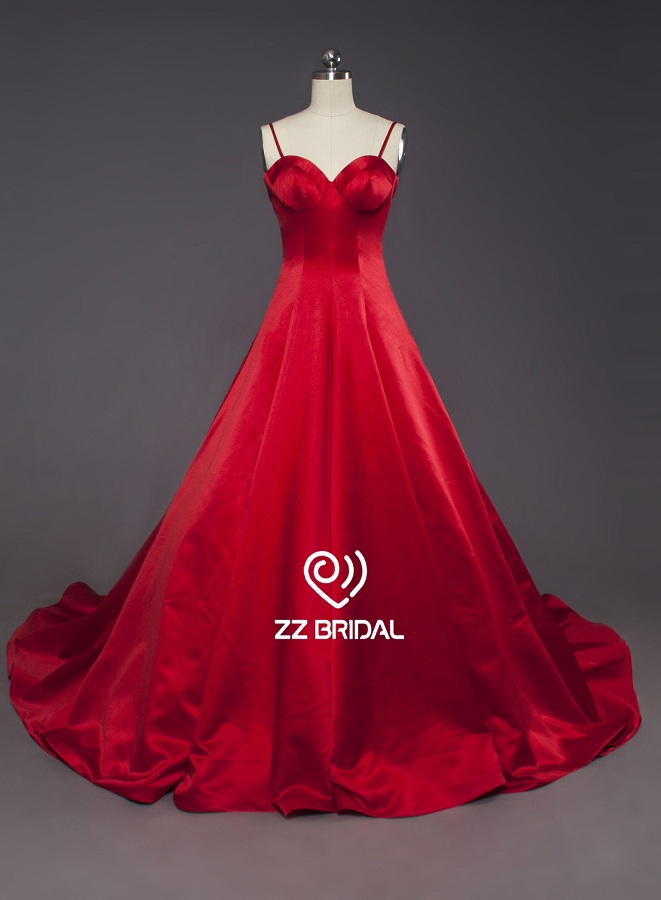 ZZ Bridal Sweetheart encolure bretelle rouge a-line longue robe de soirée
