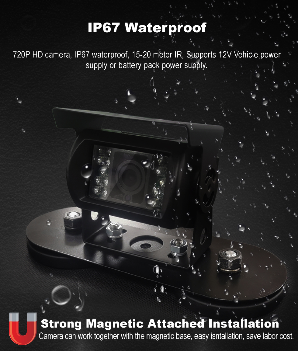 AHD 720p IP 67 wireless camera connet battery or 12V car optinal and the WIFI wireless Disply