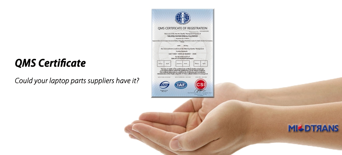 QMS Certifcate for Wholesale Laptop Parts