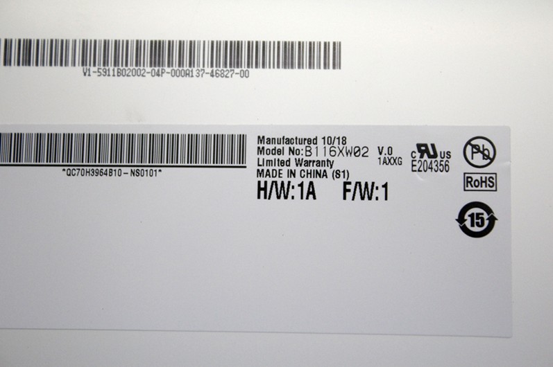 11.6 "AUO WLED backlight laptop tela LED B116XW02 V0 1366 × 768 cd / m2 a 200 C / R 500: 1