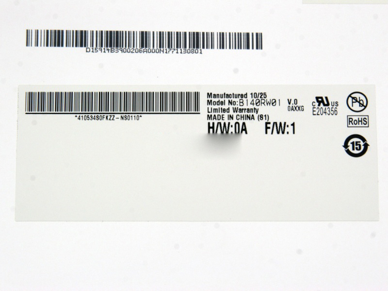 14.0 polegadas 1600 * 900 AUO Glare 40Pin LVDS B140RW01 V0 Tela do laptop