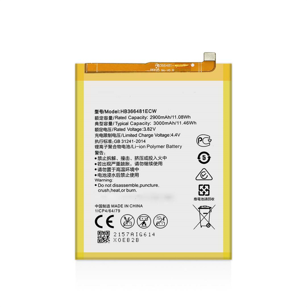 HB366481ECW替换华为Y6 2018手机电池3000mah 3.82V