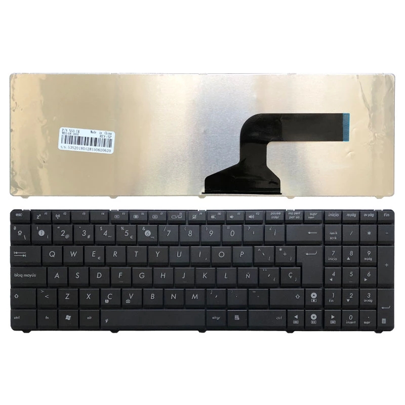 스페인어 노트북 키보드 asus x53 x54h k53 a53 n53 n60 n61 n71 n73s n73j p52 p52f p53s x53s a52j x55v x54hr x54hy n53t black