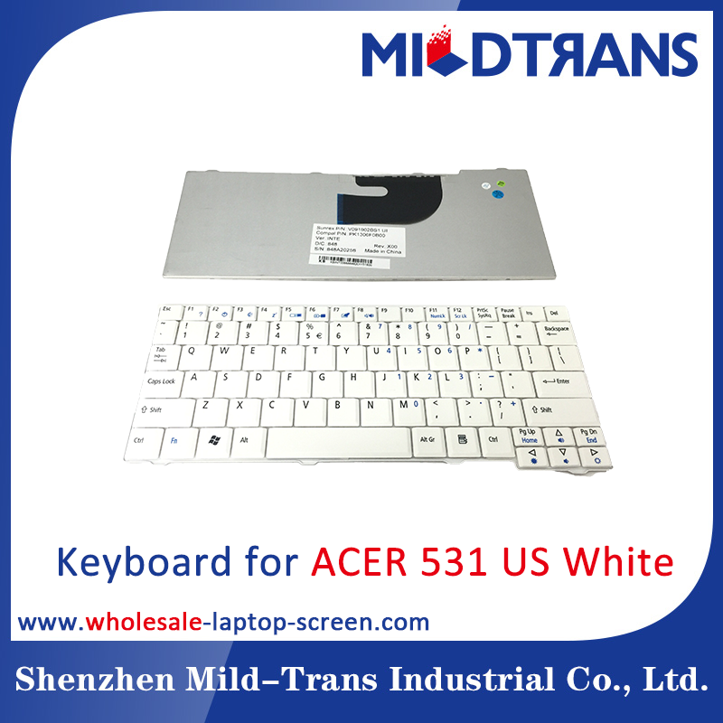 US White laptop Keyboard for ACER 531
