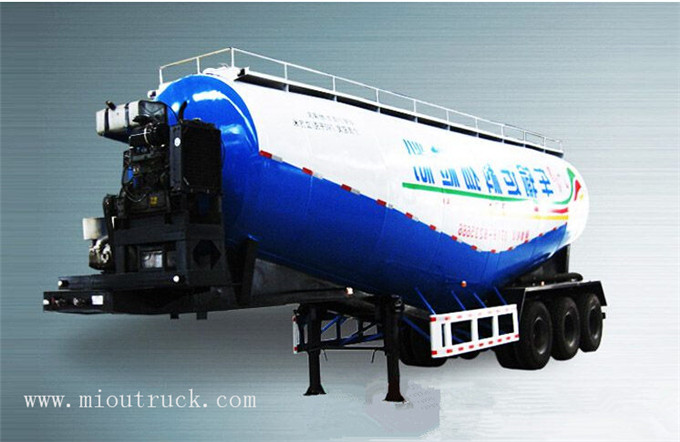 China 3 ejes polvo de material a granel de cemento transporte cisterna camión semi-remolque