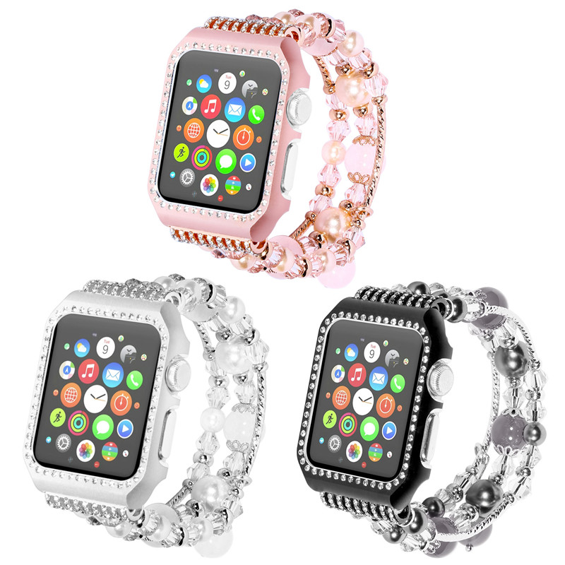 Işıltılı Rhinestone Metal iWatch Case ile CBAW01 Lüks Apple Watch Bilezik