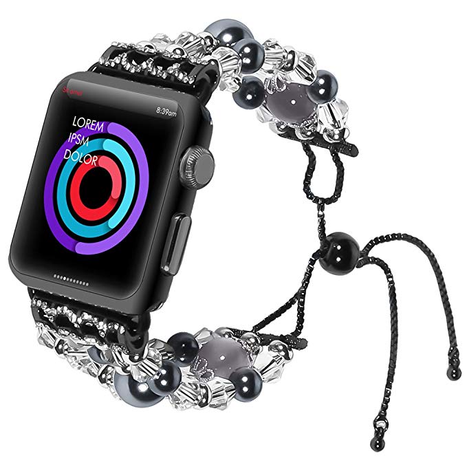 CBAW03 iWatch El Yapımı Yapay Akik Boncuklu Saat Bilezik