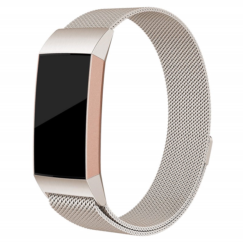 CBFC01 Fitbit Charge 3 roestvrij stalen magnetische Milanese Loop Wrist Watch Band
