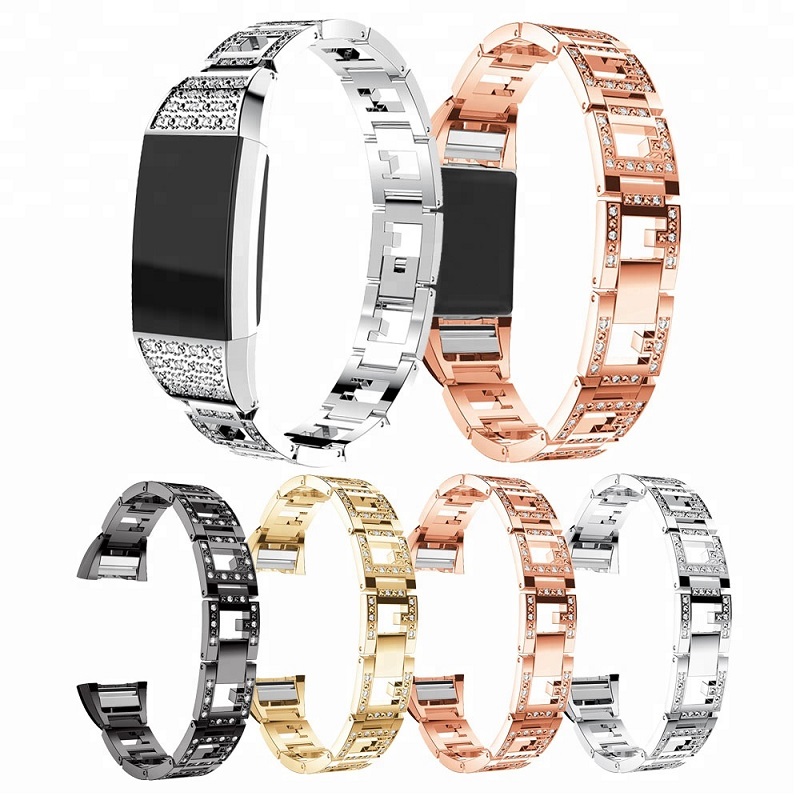 CBFC103 Bling Shiny Rhinestone Stainless Steel Metal Watch Strap