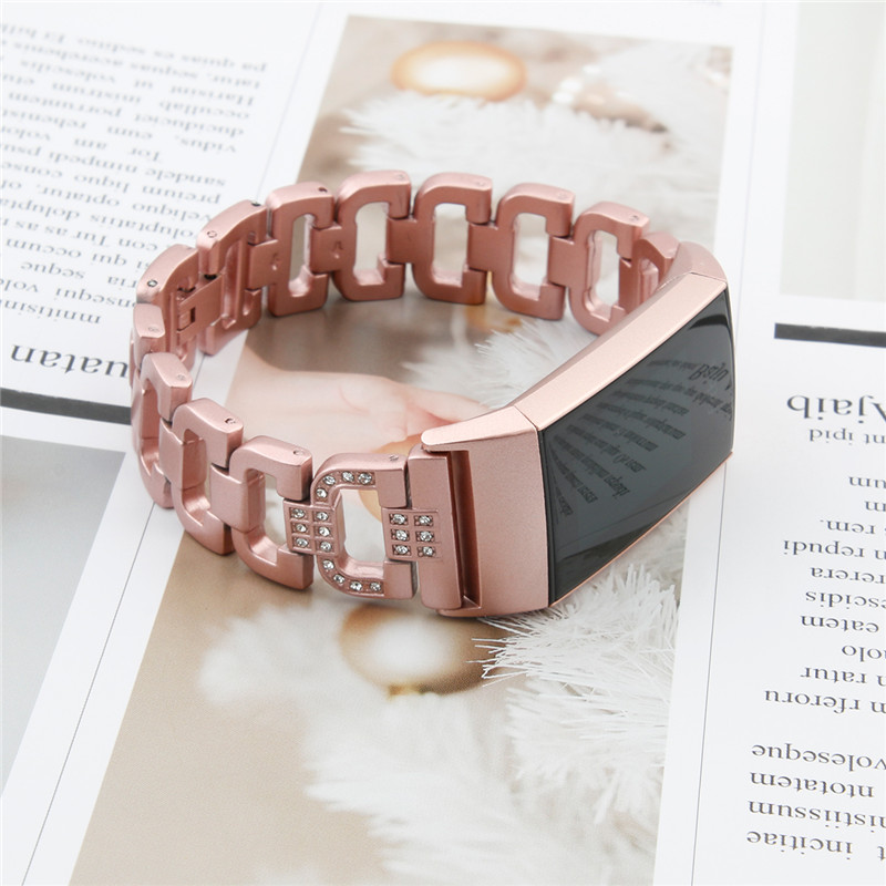 CBFC11 correa de pulsera de diamantes de imitación de metal para Fitbit Charge 3