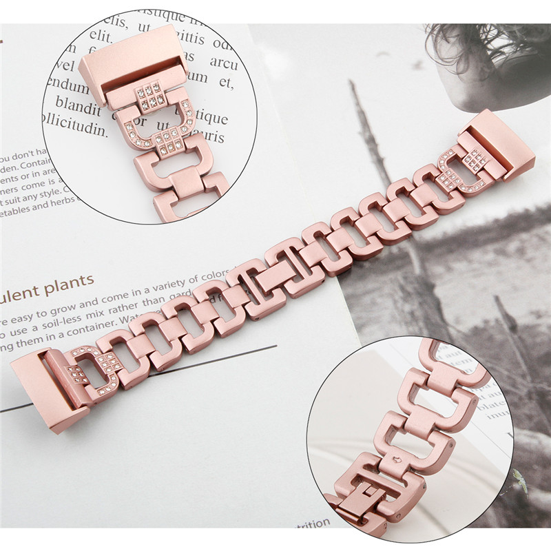 CBFC11 correa de pulsera de diamantes de imitación de metal para Fitbit Charge 3