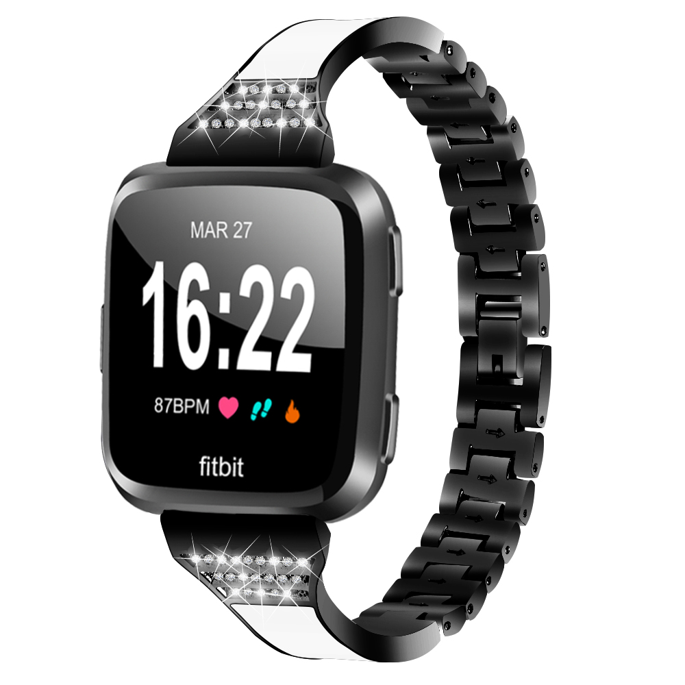 CBFC201 Fitbit Versa için Bling Rhinestone Alaşım Saat Kayışı