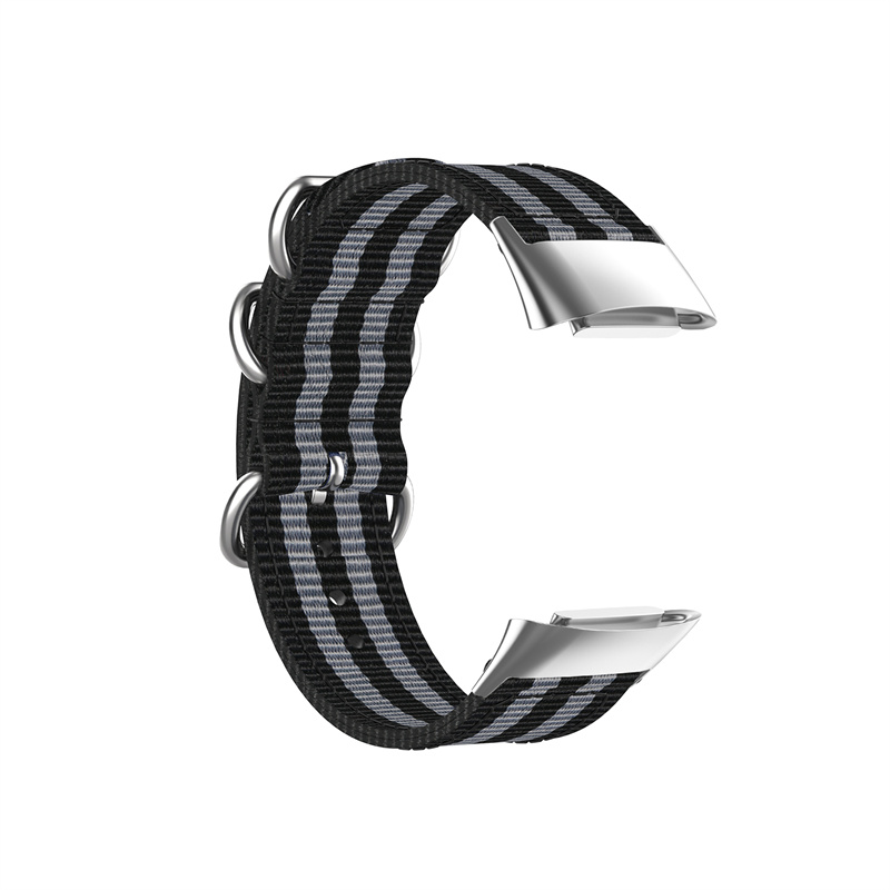 CBFC5-07 High Quality Nato Striped Woven Nylon Band Canvas Watch Strap For Fitbit Charge 5 Bracelet