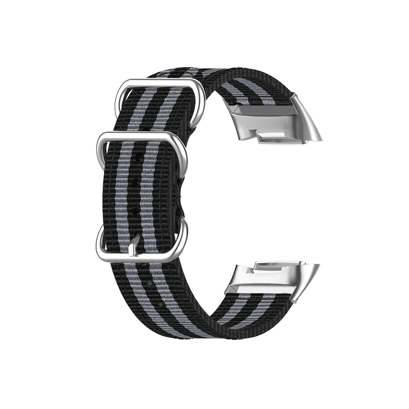 CBFC5-07 High Quality Nato Striped Woven Nylon Band Canvas Watch Strap For Fitbit Charge 5 Bracelet