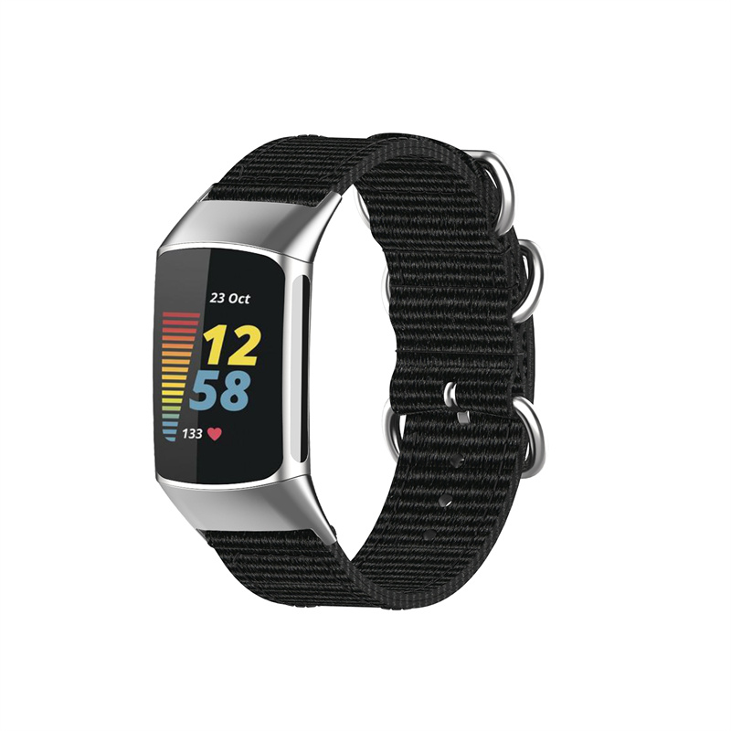 CBFC5-07 High Quality Nato Striped Woven Nylon Band Canvas Watch Strap For Fitbit Charge 5 Bracelet