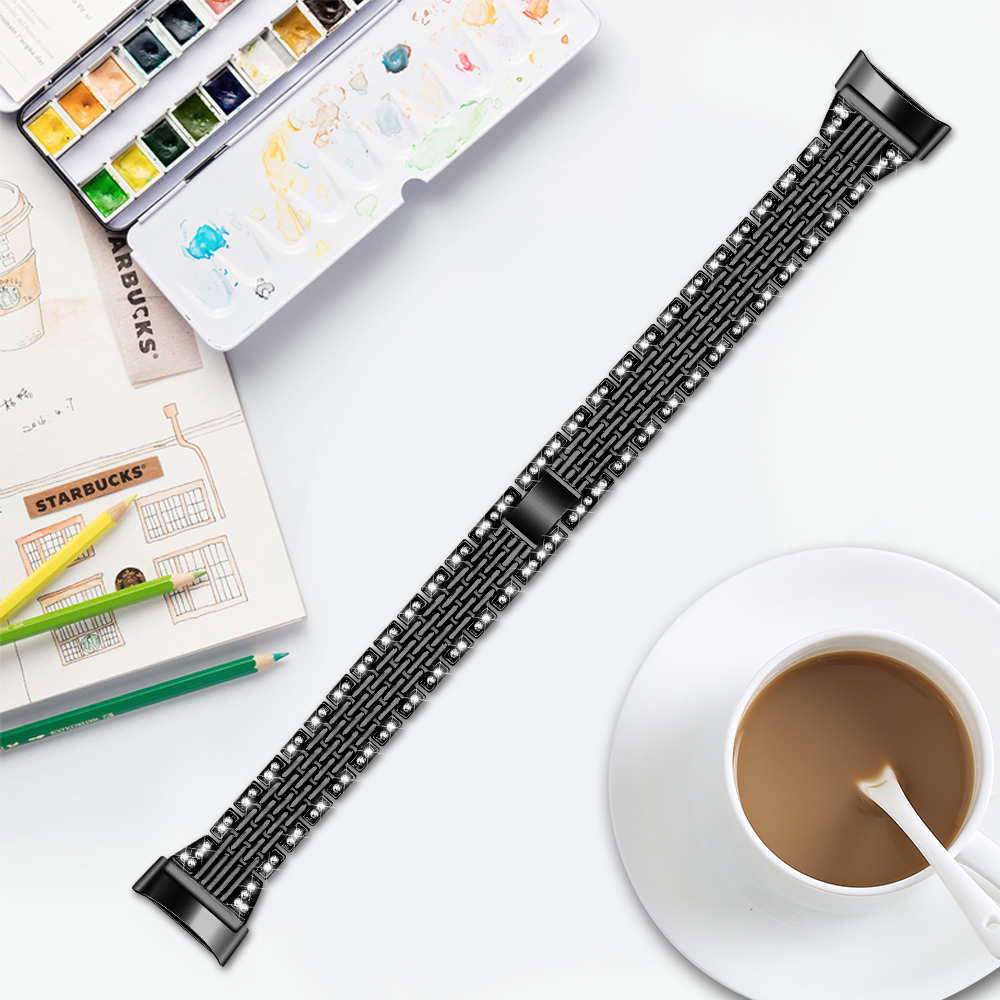 CBFC5-30 Slim Bling Rhinestone Zinc Alloy Metal Watch Straps For Fitbit Charge 5