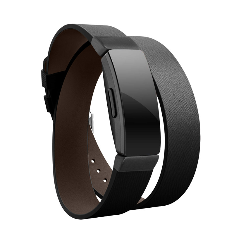 CBFC59 Double Tour Long Leather Watch Band For Fitbit Inspire / Inspire HR