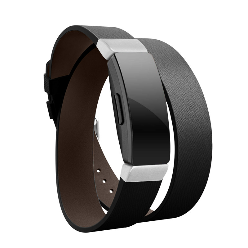CBFC59 Double Tour Long Leather Watch Band For Fitbit Inspire / Inspire HR