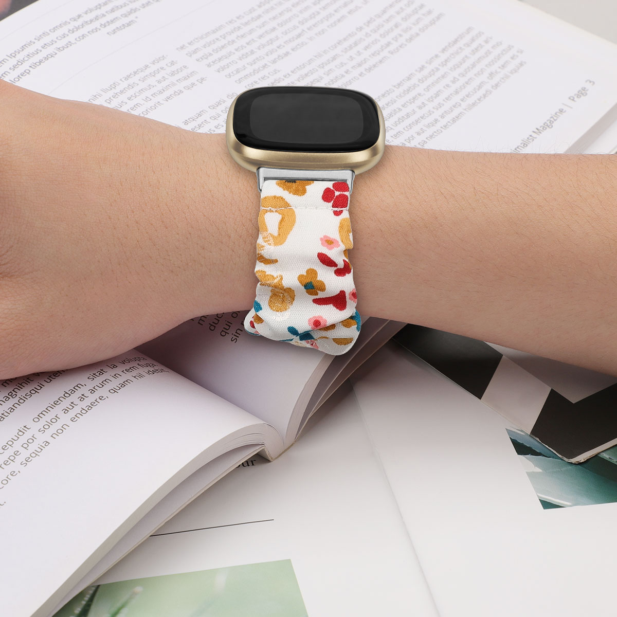 Cbfv08 drucken elastische scunchie-Riemen-Uhren-Band-Band für Fitbit Versa 3 Sense Smart Watch