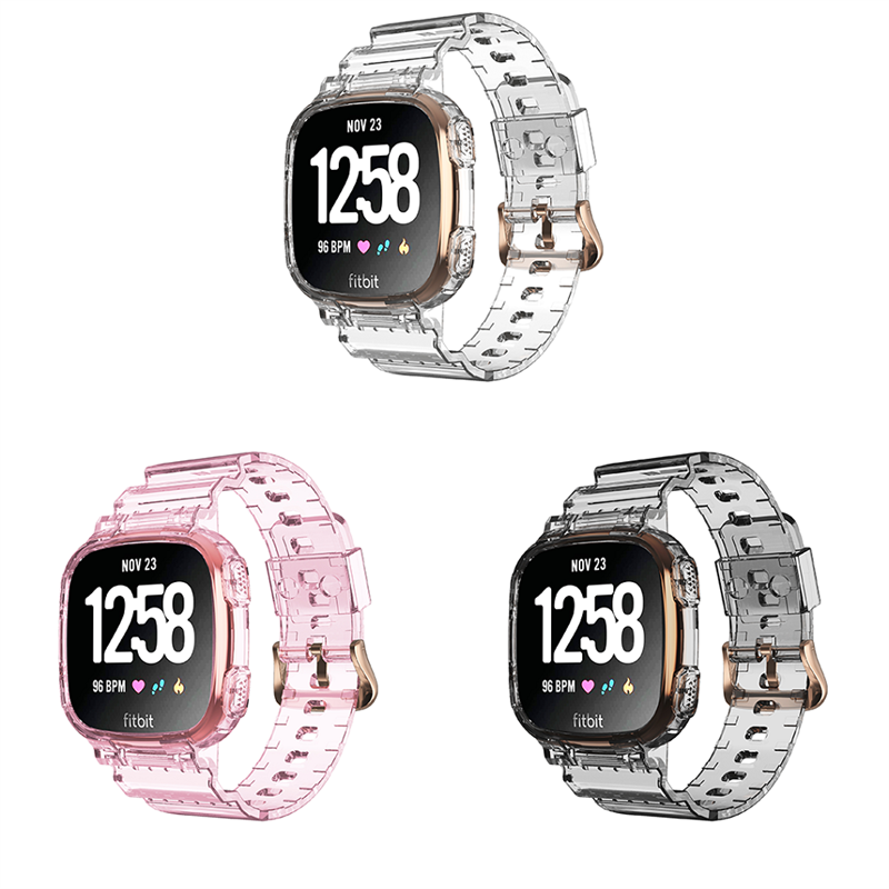 CBFV17 Klare TPU-robuste Schutzhülle mit Riemenbändern für Fitbit Versa Lite 1 2 3