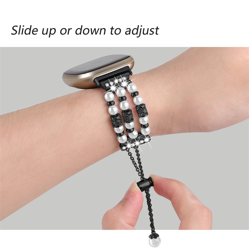 CBFV22 Women Fashion Jewelry Pearl Bracciale Orologio cinturino da bracciale per Fitbit Versa 3