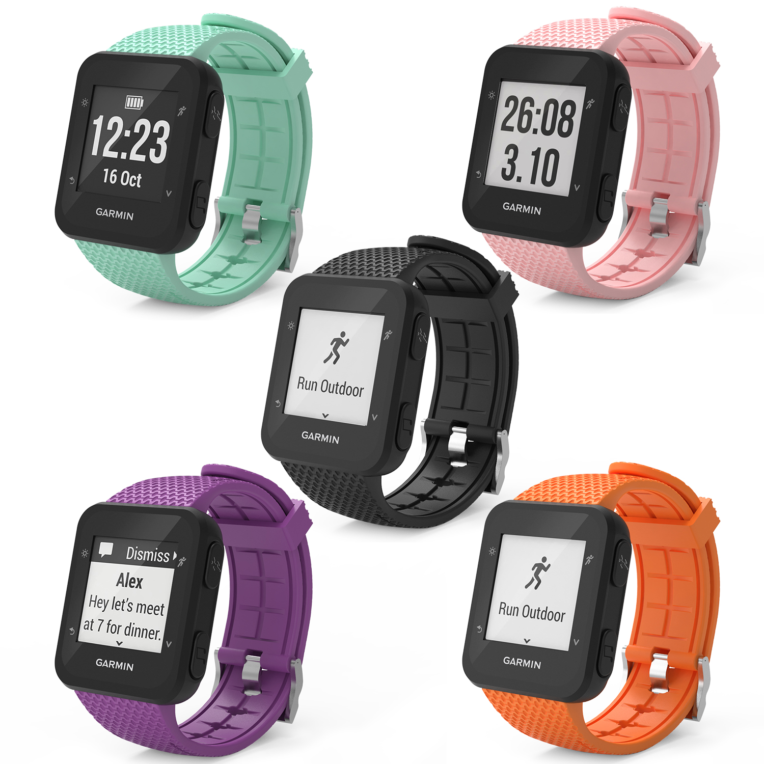 Cingrali per cinturini in silicone Sport CBGM62 per Garmin Forerunner 35 30 Guarda