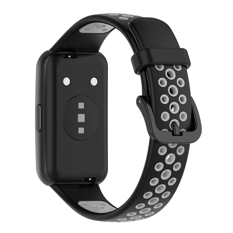 CBHB7-06 Hot Sale Dual Color Breathable Sport Silicone Watchband Bracelet Strap For Huawei Band 7 Watch