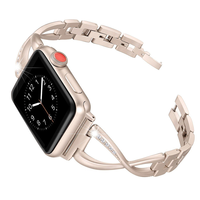 CBIW1036 X-Link-Edelstahlbänder mit Kristallrhinestone für Apple Watch-Serie 1 2 3 4