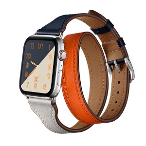 CBIW105 Double Tour Leather Watch Band For Apple Watch Series 5 4 3 38mm 40mm