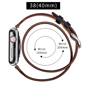 CBIW105 Double Tour Leather Watch Band For Apple Watch Series 5 4 3 38mm 40mm