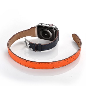 CBIW105 Double Tour Leather Watch Band For Apple Watch Series 5 4 3 38mm 40mm