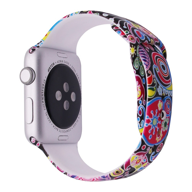 CBIW1050 Trendybay Pattern Printed Sport Soft Rubber Watch Strap For iWatch