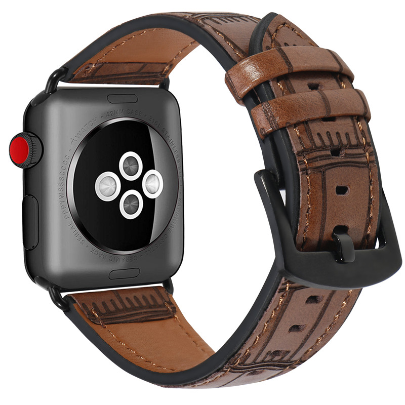 حزام جلد CBIW1055 الأعلى الحبوب لساعة أبل 42 مم 38 مم