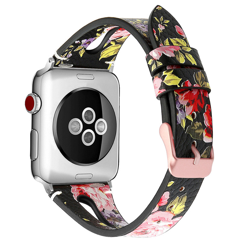 CBIW130 Correa de piel de vacuno delgada y transpirable para Apple Watch