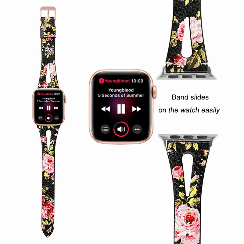 CBIW130 Correa de piel de vacuno delgada y transpirable para Apple Watch