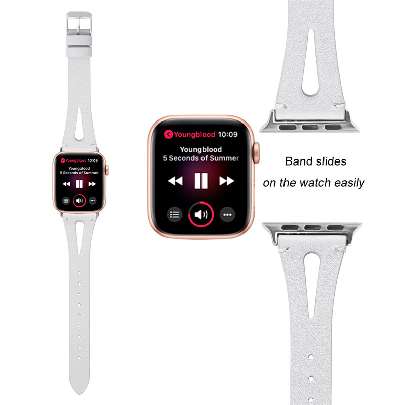 CBIW130 Correa de piel de vacuno delgada y transpirable para Apple Watch
