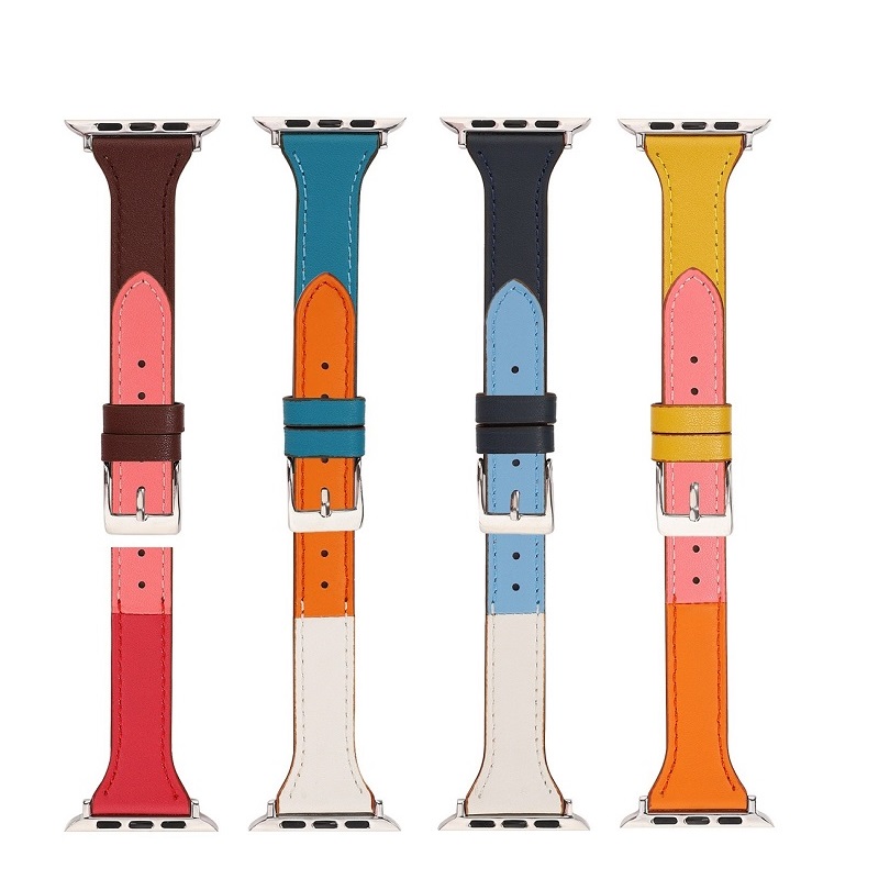 CBIW204 Slim Thin Genuine Leather Wrist Watch Band For iWatch Series 6 5 4 3 SE Wristband