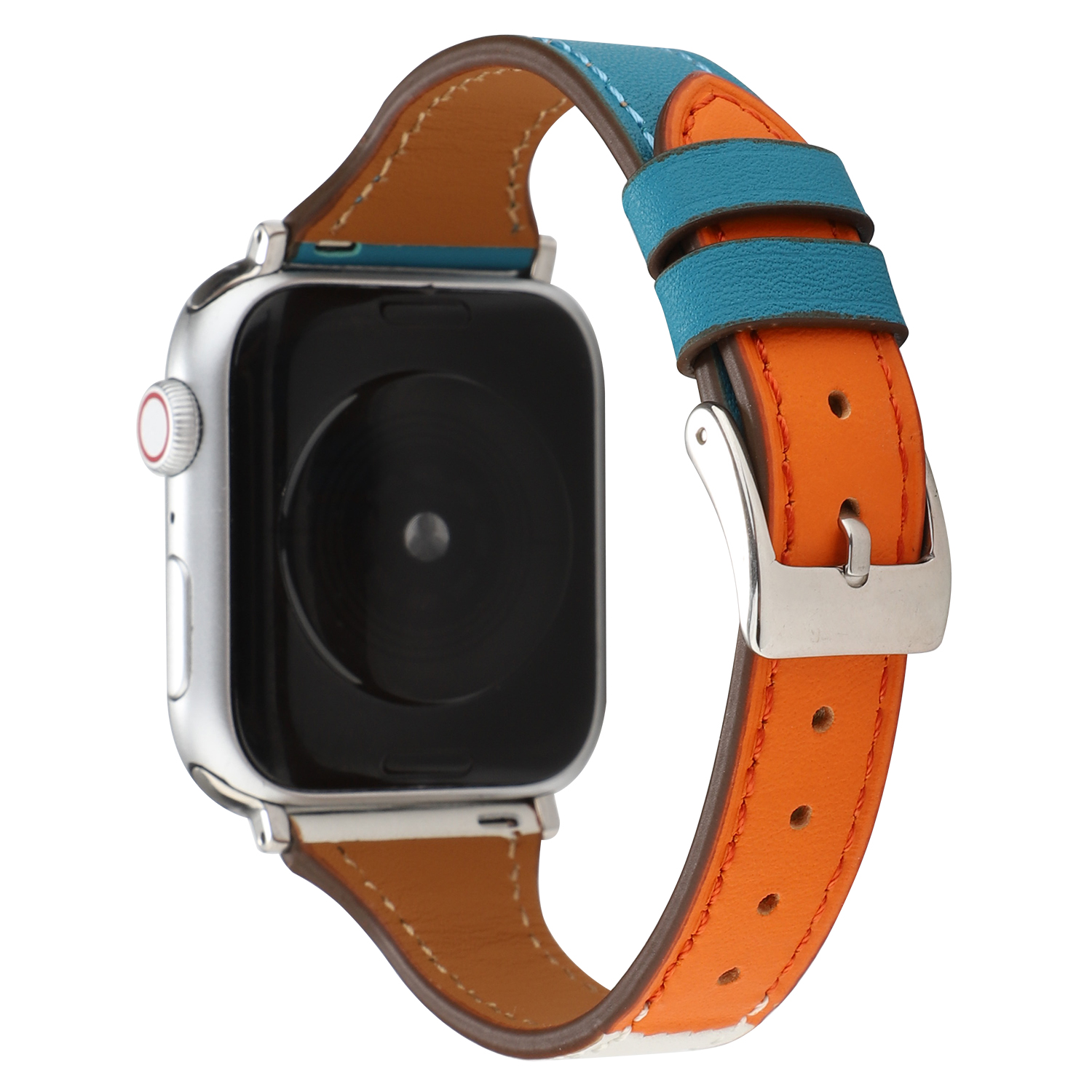 CBIW204 Banda de reloj de pulsera delgada delgada de cuero genuino para iWatch Series 6 5 4 3 SE Pulsera