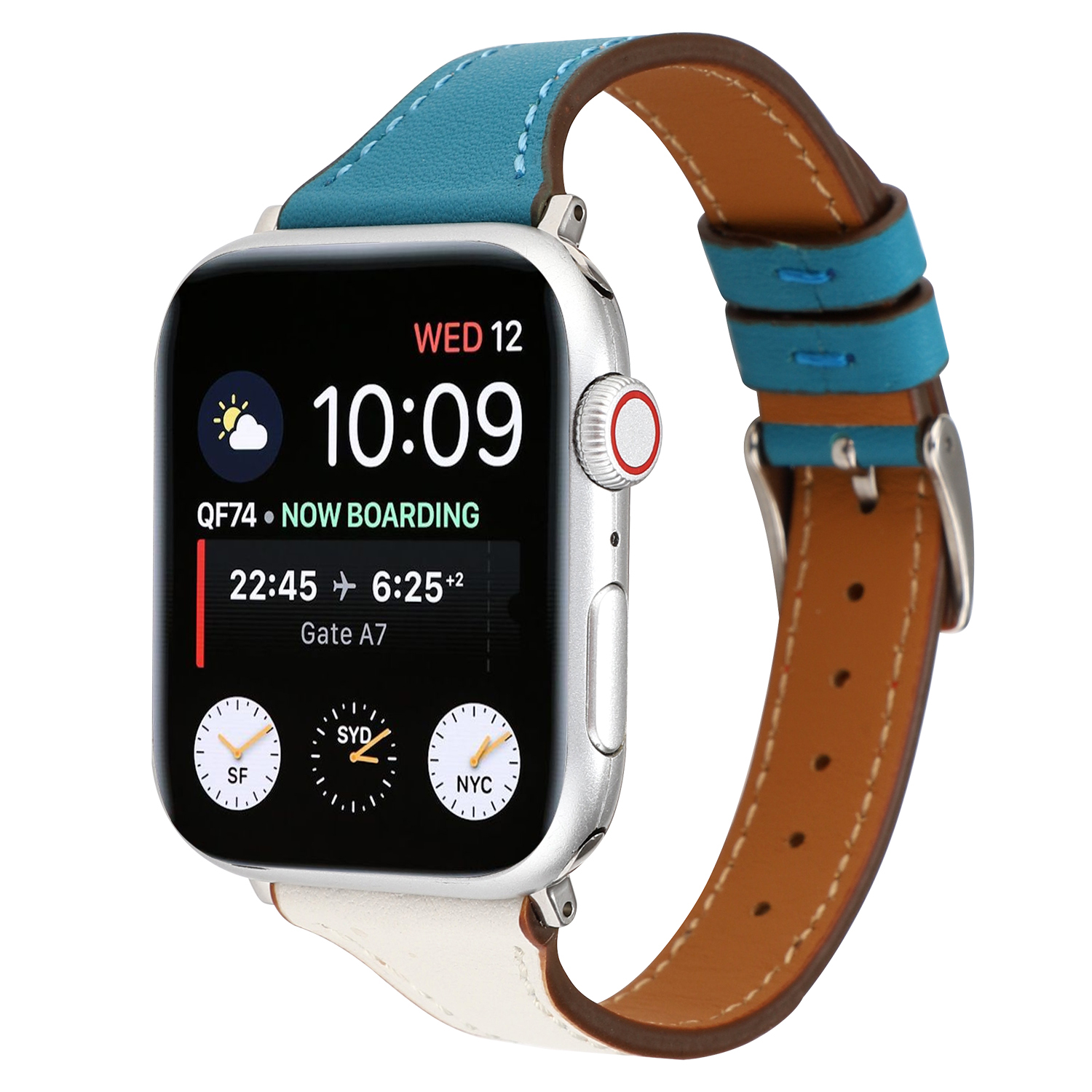 CBIW204 Banda de reloj de pulsera delgada delgada de cuero genuino para iWatch Series 6 5 4 3 SE Pulsera