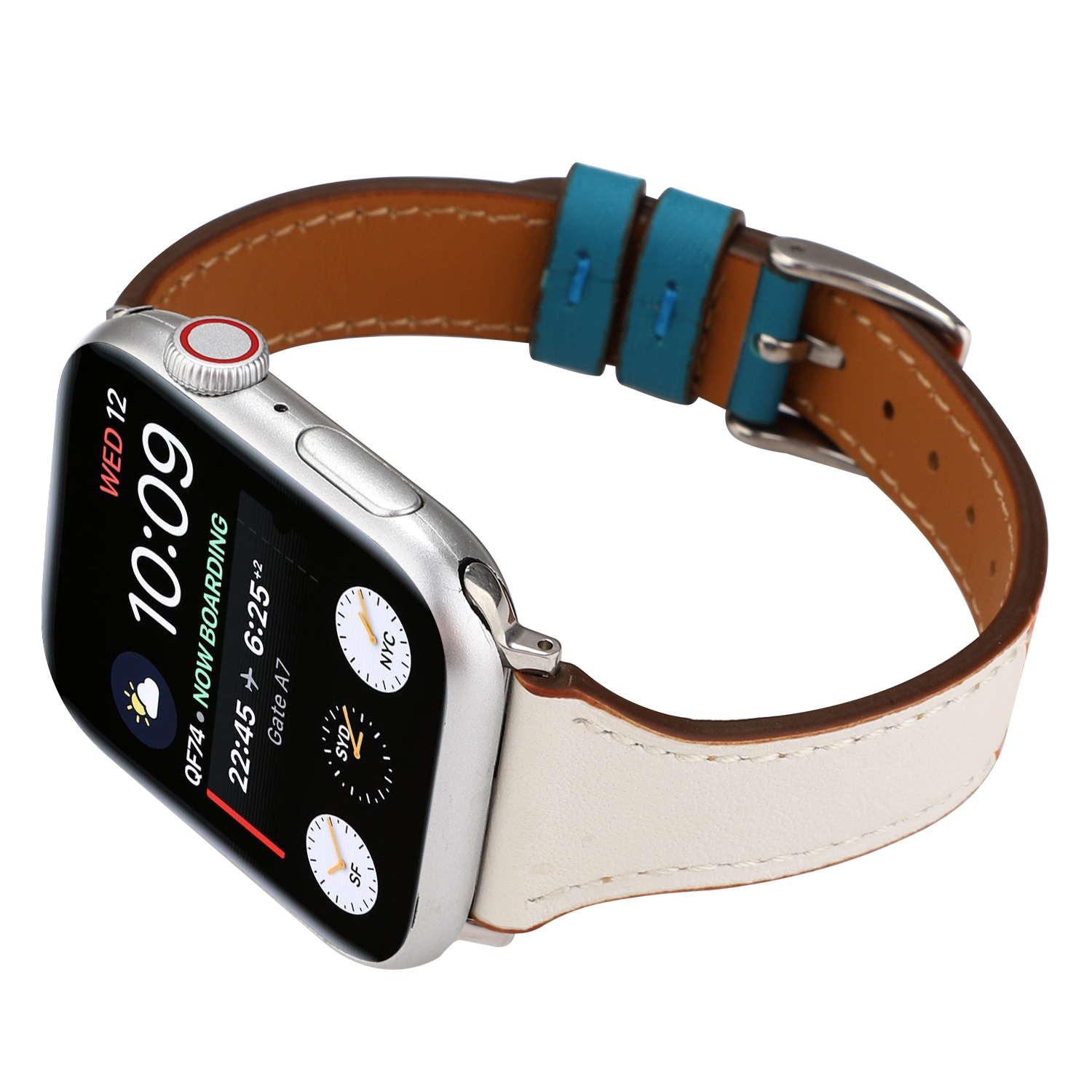 CBIW204 Banda de reloj de pulsera delgada delgada de cuero genuino para iWatch Series 6 5 4 3 SE Pulsera