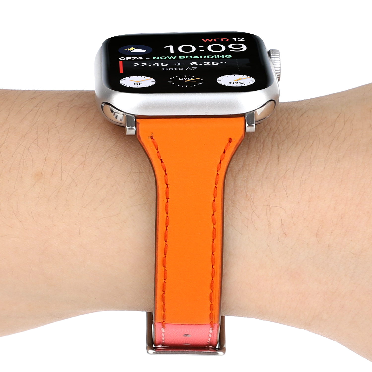 CBIW204 Banda de reloj de pulsera delgada delgada de cuero genuino para iWatch Series 6 5 4 3 SE Pulsera