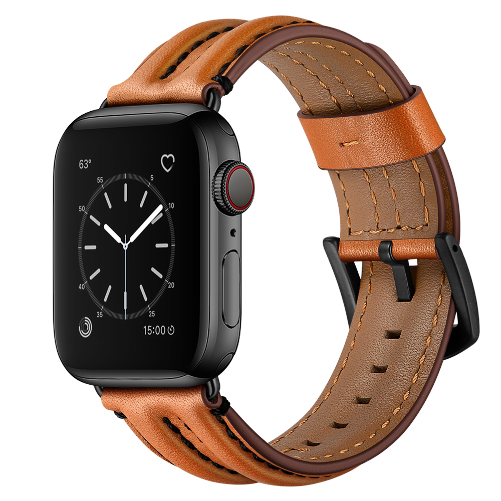 CBIW221 Correa de reloj de cuero genuino para Apple Watch Series 6 5 4 3 SE Pulsera