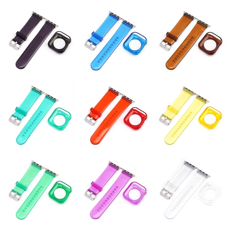 CBIW254 واضح TPU فرقة ساعة ل Iwatch Series 6 5 4 3 2 1 SE ل Apple Watch Strap 38MM 40MM 44MM 42MM مع حالة الوفير