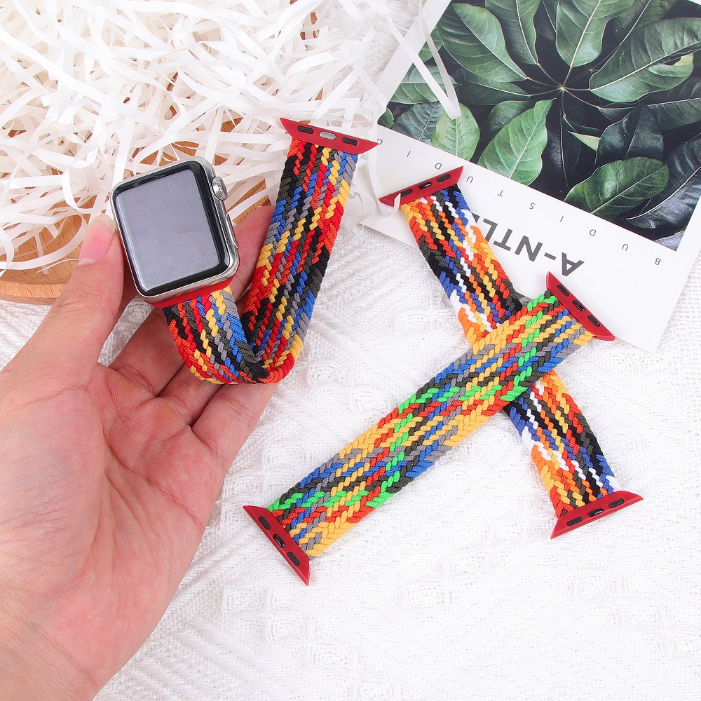 CBIW258 Elastic Fabric Nylon Braided Solo Loop Strap For Apple Watch Band Series 6 SE 5 4 3 44mm 40mm 38mm 42mm