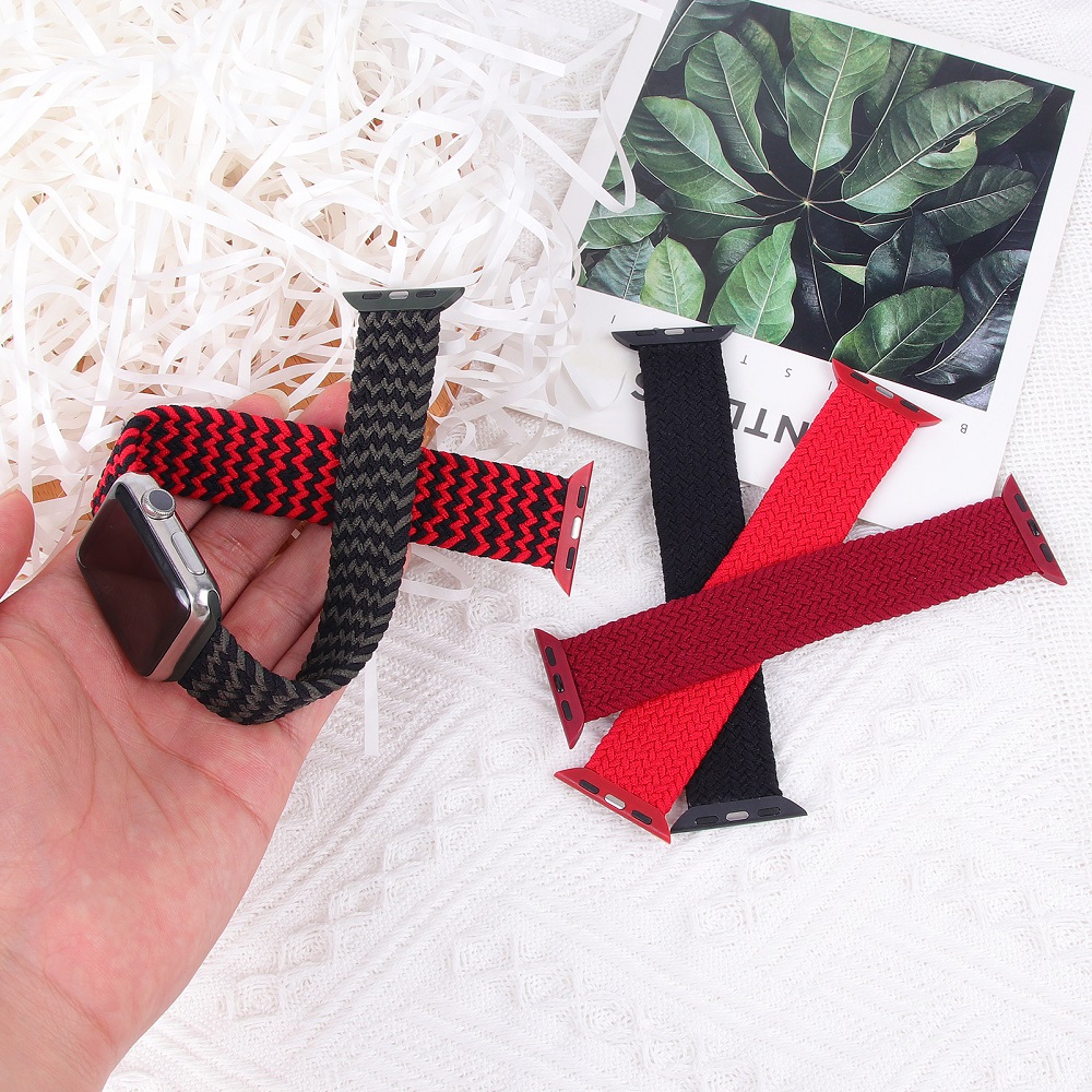 CBIW258 Elastic Fabric Nylon Braided Solo Loop Strap For Apple Watch Band Series 6 SE 5 4 3 44mm 40mm 38mm 42mm