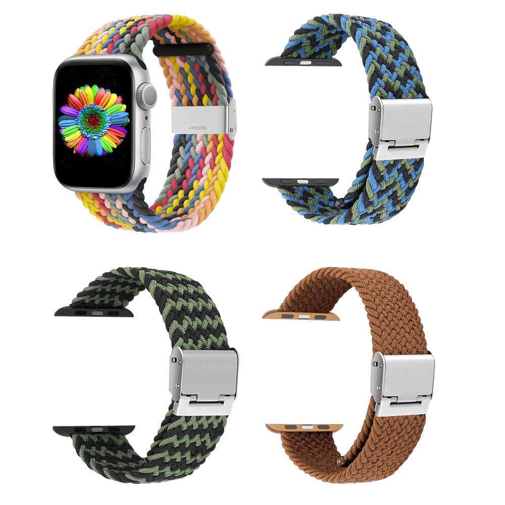 CBIW260 Verstelbare stretchy elastics polsbelt gevlochten nylon solo-lusbanden voor iWatch-serie 6/5/4/3/2/1