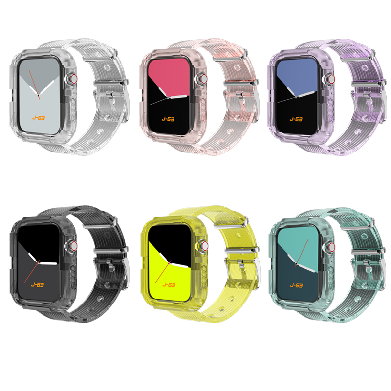CBIW267 Rainbow TPU Clear Watch Band For Apple Watch With Protective Case